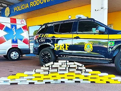 PRF apreende 62 Kg de cocaína em ambulância na BR-262
