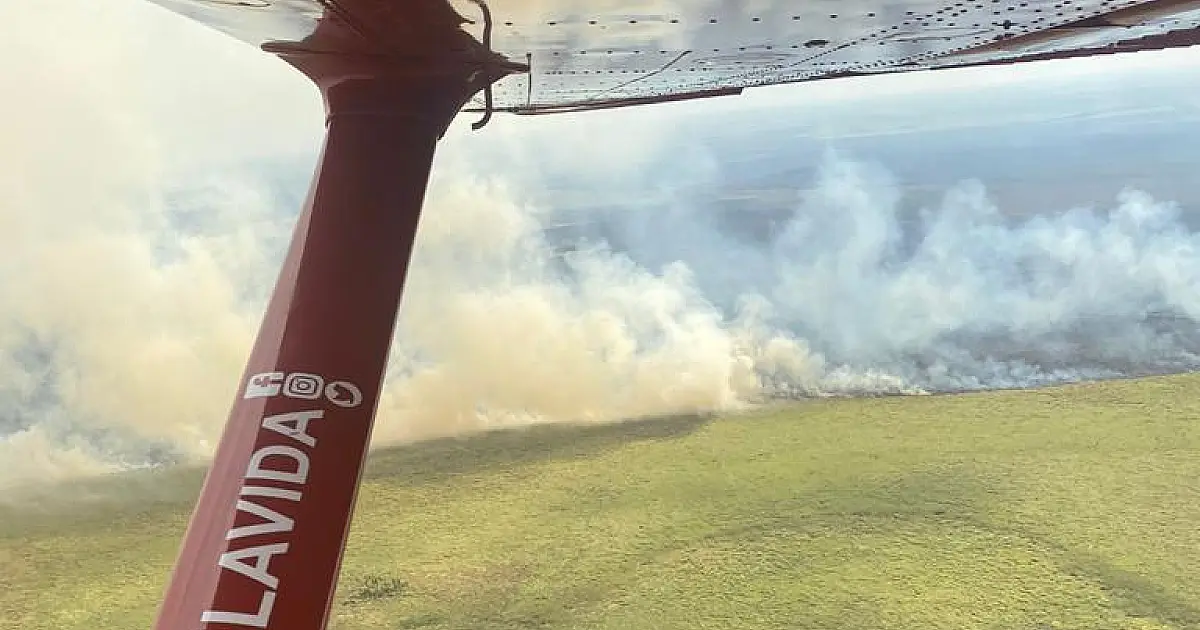 Incêndio consome vegetação na Ilha do Nabileque