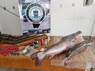 Fiscalização apreende pescado irregular, armas e munições em ranchos pesqueiros de MS