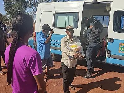 Com parceria da PM e do Capital do Pantanal, Cestas do Arraiá Nhá Naná são entregues à 70 famílias