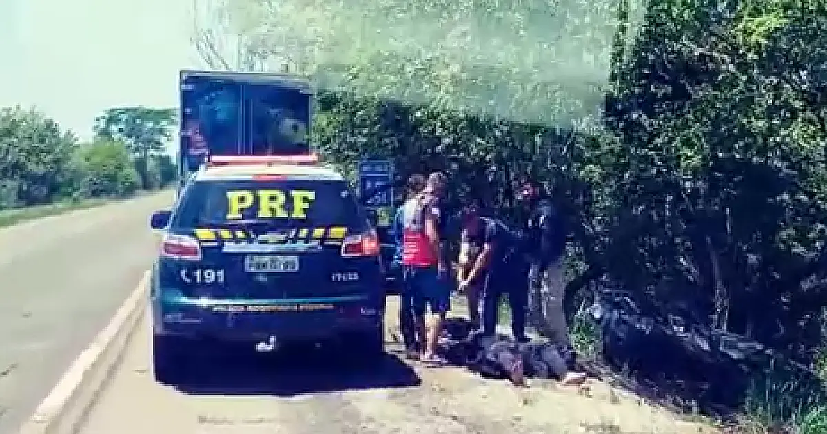 Alta velocidade faz motorista sair da pista e colidir em árvores na BR