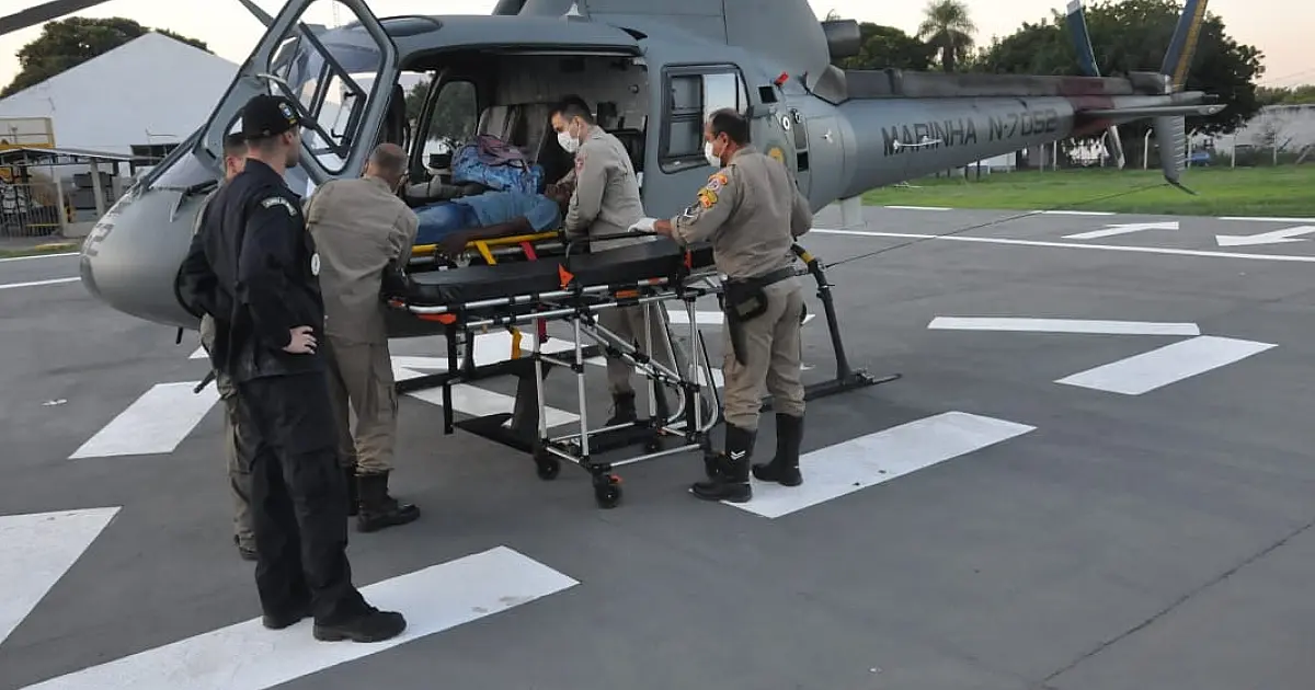 Homem vítima de queda é resgatado por aeronave no Paiaguás