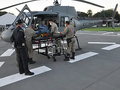 Homem vítima de queda é resgatado por aeronave no Paiaguás