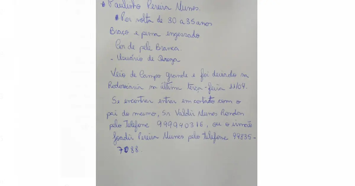 Pai procura por filho usuário de drogas desaparecido há quase uma semana