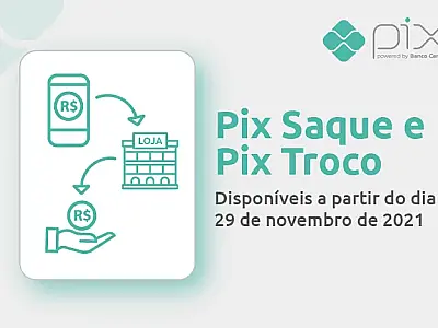 Pix Saque e Pix Troco começam a funcionar na segunda-feira (29)