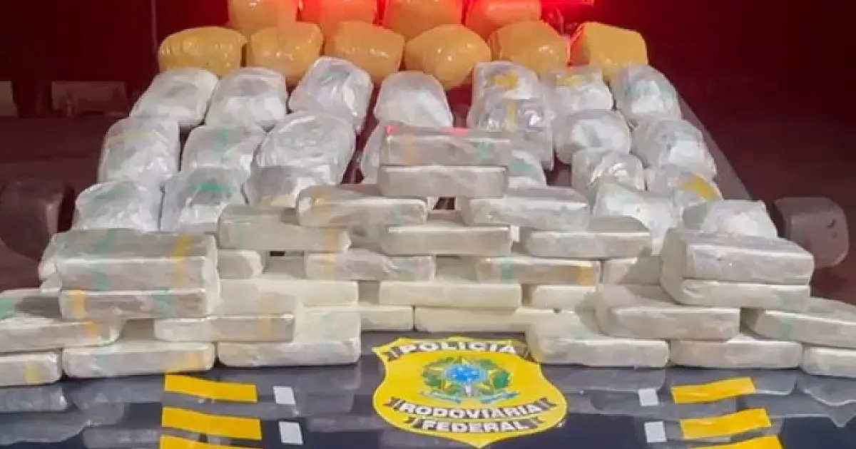 PRF apreende mais de 65 kg de drogas em ônibus de viagem na BR-262