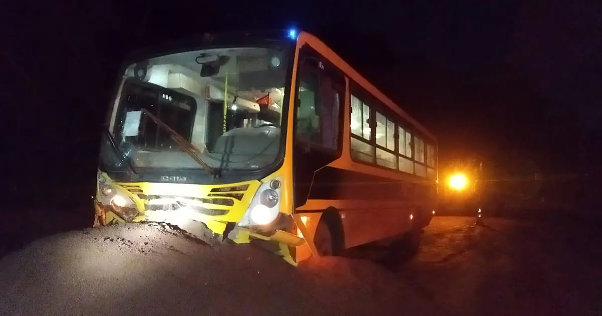 Ônibus escolar colide em amontoado de minério e 15 crianças ficam feridas