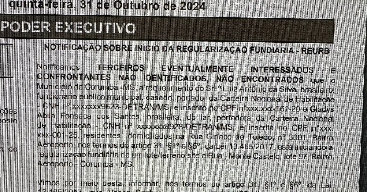 Em fim de governo, candidato que perdeu eleição tenta se apossar de terreno do município