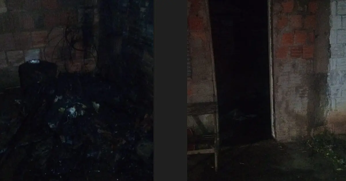 Casa pega fogo durante a madrugada no bairro Aeroporto