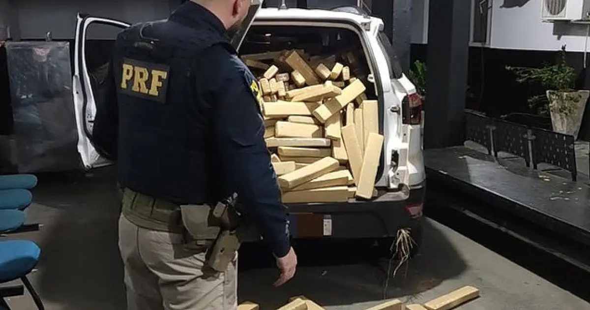 PRF apreende 888 Kg de maconha e recupera veículo roubado