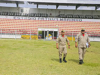 Estádio Arthur Marinho recebe prévia de visita técnica dos Bombeiros