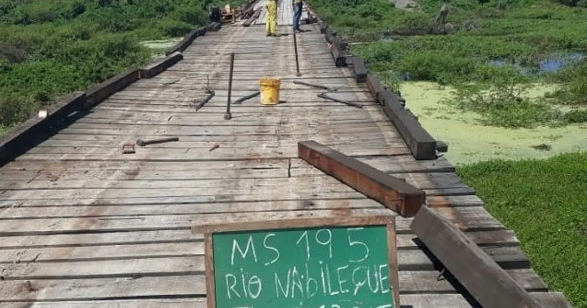 Ponte sobre o Rio Nabileque continua em manutenção e reforma