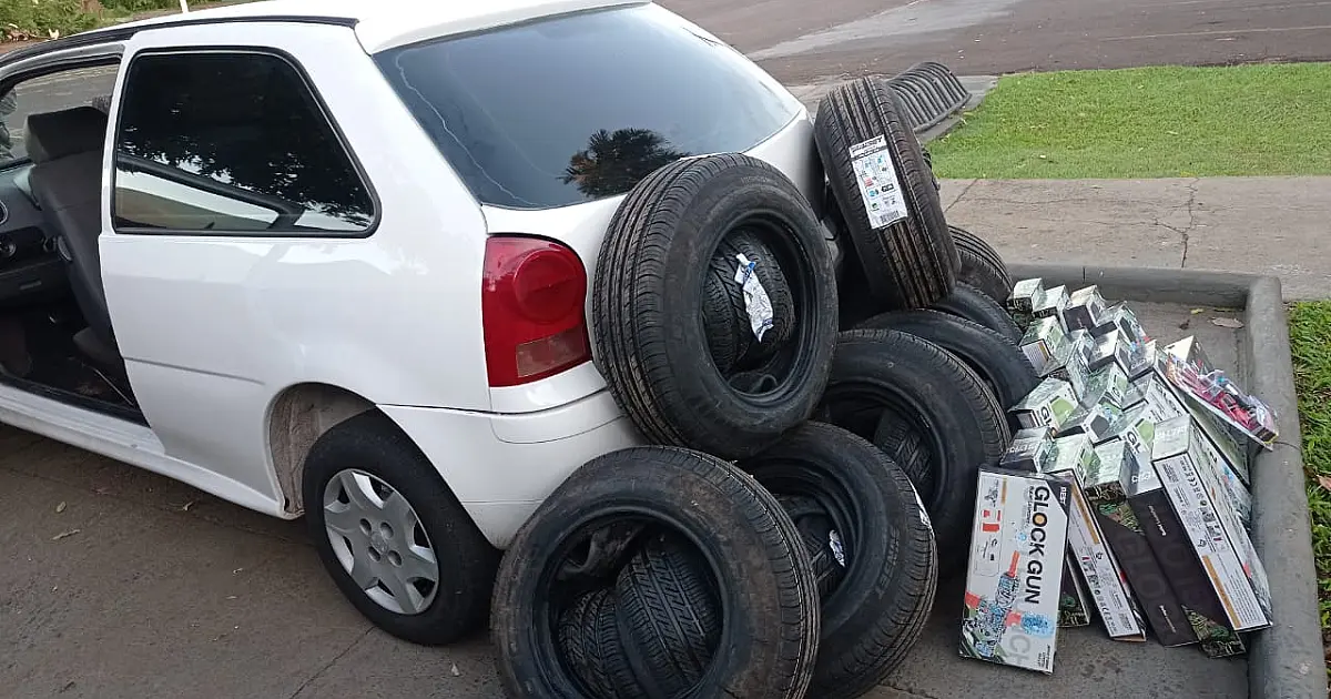 PMA apreende armas de brinquedo e pneus contrabandeados do Paraguai