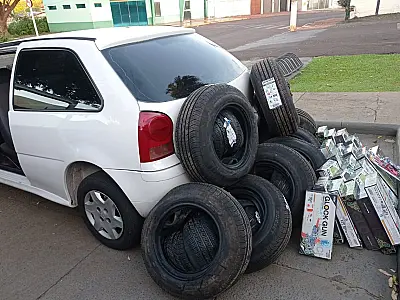 PMA apreende armas de brinquedo e pneus contrabandeados do Paraguai