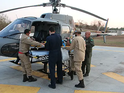 Homem ferido em queda de cavalo é resgatado de helicóptero no Paiaguás
