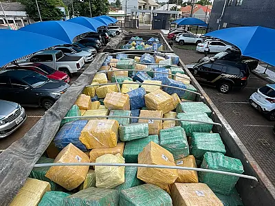 Caminhão com 19 toneladas de maconha é apreendido na divisa de MS com Paraná