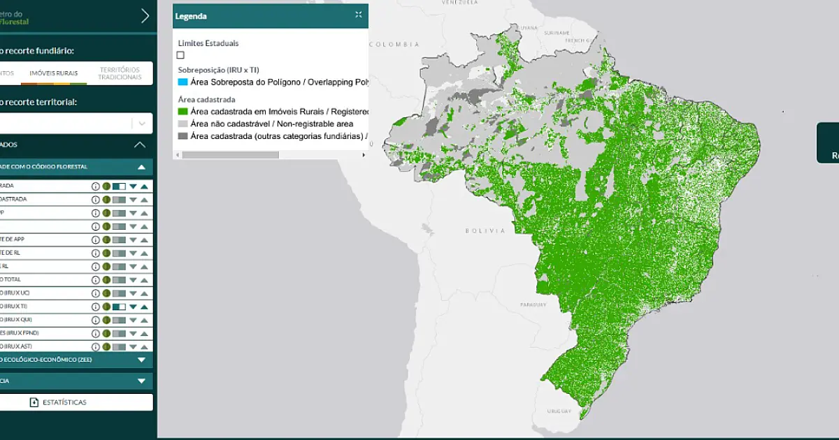 Plataforma digital traz dados inéditos sobre a implementação do Código Florestal no Brasil