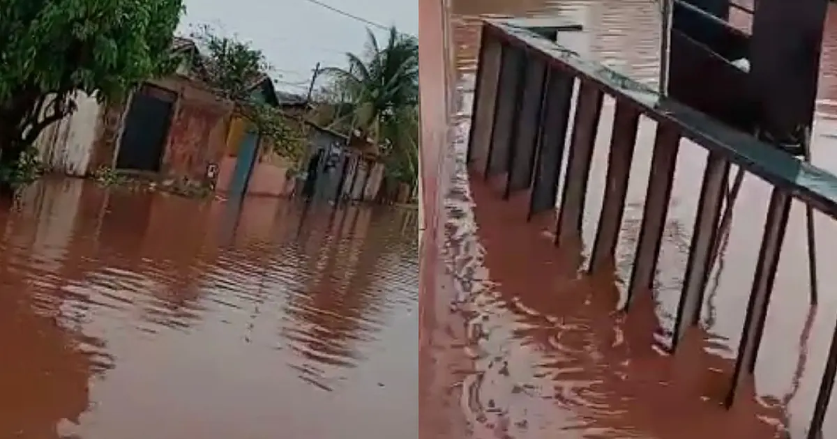 Chuva alaga bairro e invade residências no Loteamento Pantanal