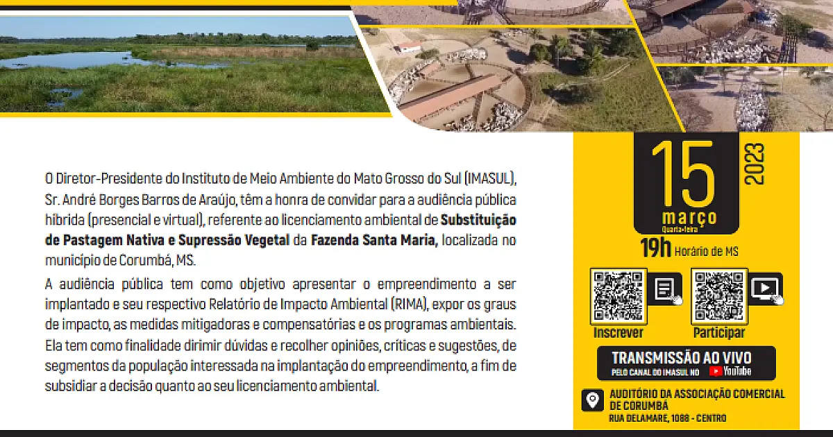 Edital de Convocação para Audiência Pública de Licenciamento Ambiental da Fazenda Santa Maria