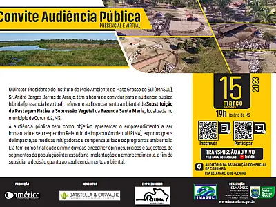 Edital de Convocação para Audiência Pública de Licenciamento Ambiental da Fazenda Santa Maria