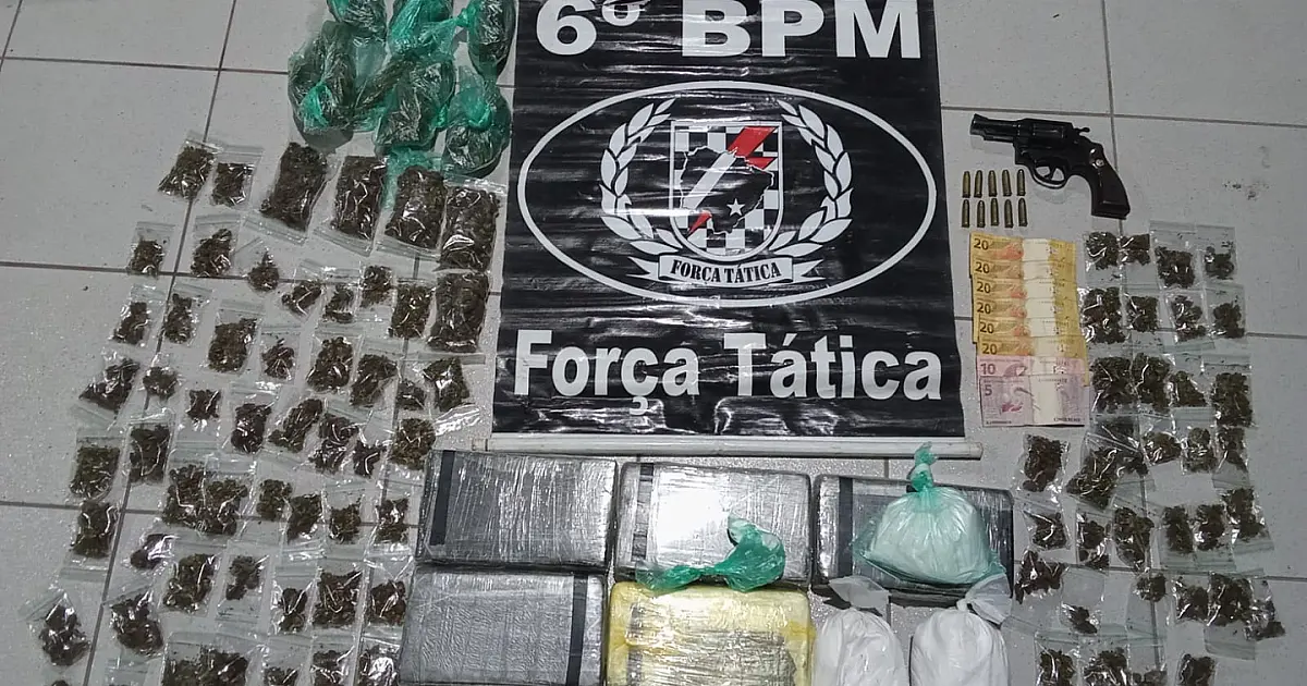 Ação policial prende três indivíduos com arma, drogas e munições no Popular Nova