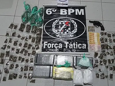 Ação policial prende três indivíduos com arma, drogas e munições no Popular Nova