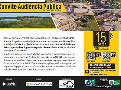 Edital de Convocação para Audiência Pública de Licenciamento Ambiental da Fazenda Santa Maria
