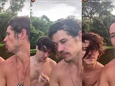José Loreto e Jesuíta Barbosa relembram de Titanic à bordo de uma chalana no Pantanal