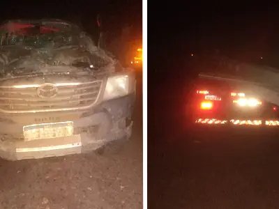 Motorista colide na traseira de caminhão e fica gravemente ferido