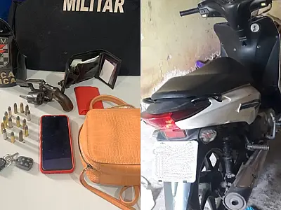 Dupla é presa por assalto armado e motocicleta é recuperada