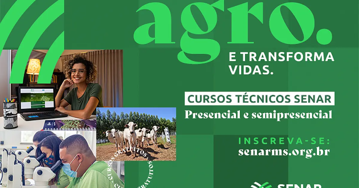 Inscrições abertas para cursos técnicos gratuitos presenciais e semipresenciais do Senar