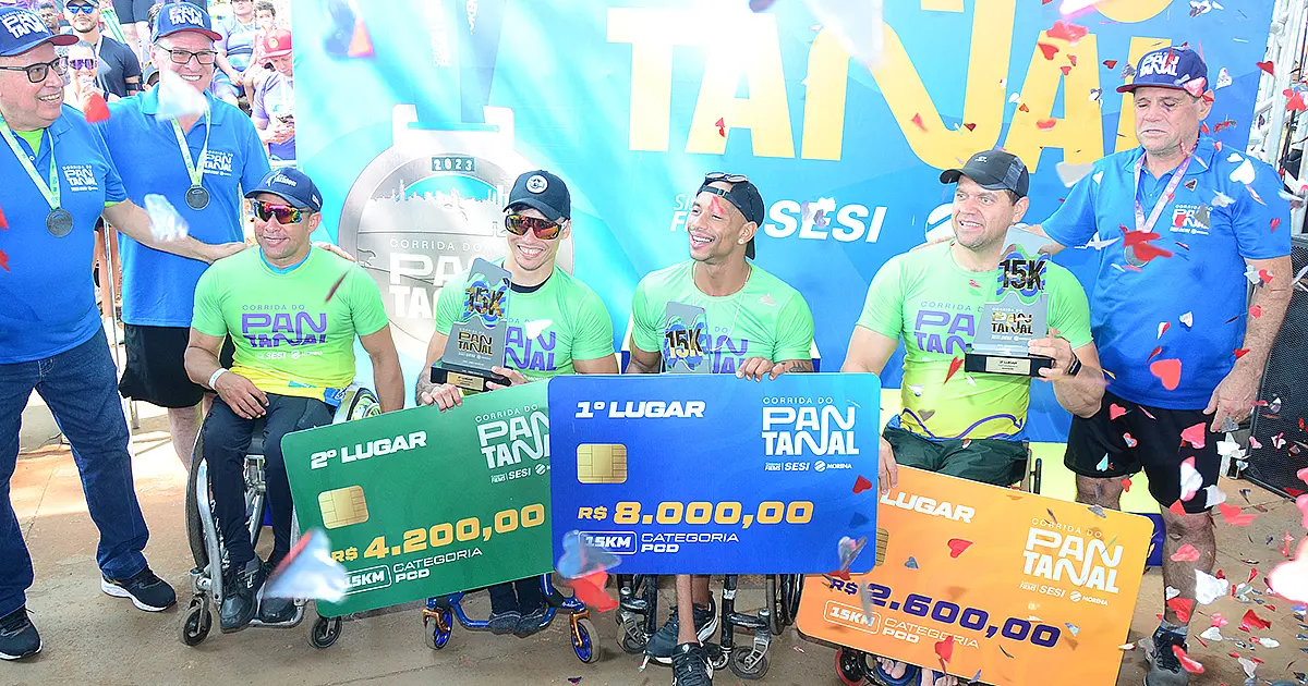 Atletas com deficiência vencem provas de 15 km, com padrinho da Corrida do Pantanal na torcida