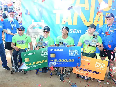 Atletas com deficiência vencem provas de 15 km, com padrinho da Corrida do Pantanal na torcida