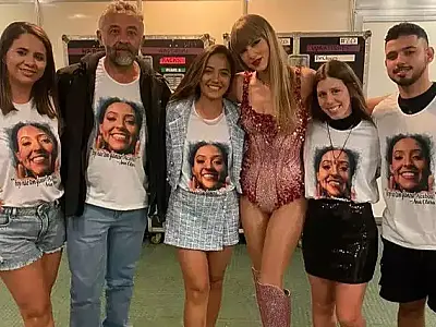 Taylor Swift recebe família de Ana Clara no camarim em último show no Brasil