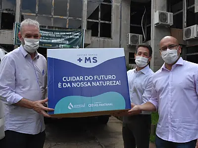 SES, MS Pantanal e Águas Guariroba entregam 30 mil máscaras para enfrentamento da covid no Estado