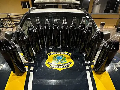Fiscalização na BR 262 apreende cocaína dissolvida em garrafas com suco de uva