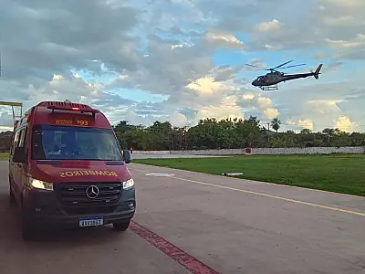 Aeronave resgata vítima de queda de cavalo no Paiaguás