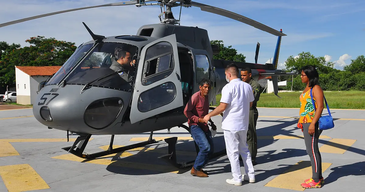 Idoso com crise asmática é resgatado por helicóptero na Aldeia Uberaba