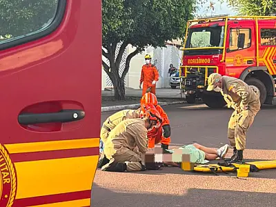 Condutora colide com moto e deixa motociclista ferida no centro de Corumbá