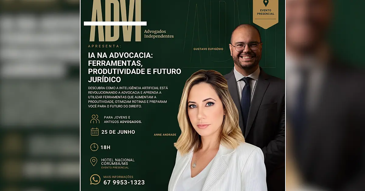 Workshop debate o uso da Inteligência Artificial na advocacia nesta quinta-feira, 25