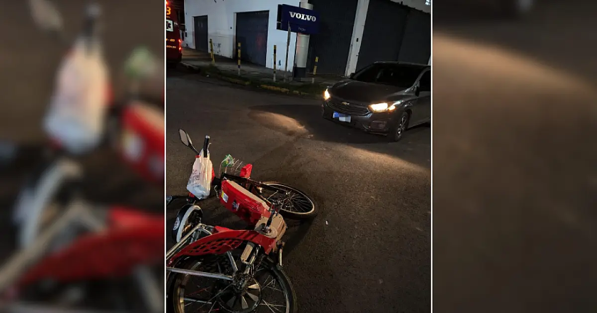 Colisão entre carro e bicicleta elétrica deixa mulher ferida no bairro Maria Leite