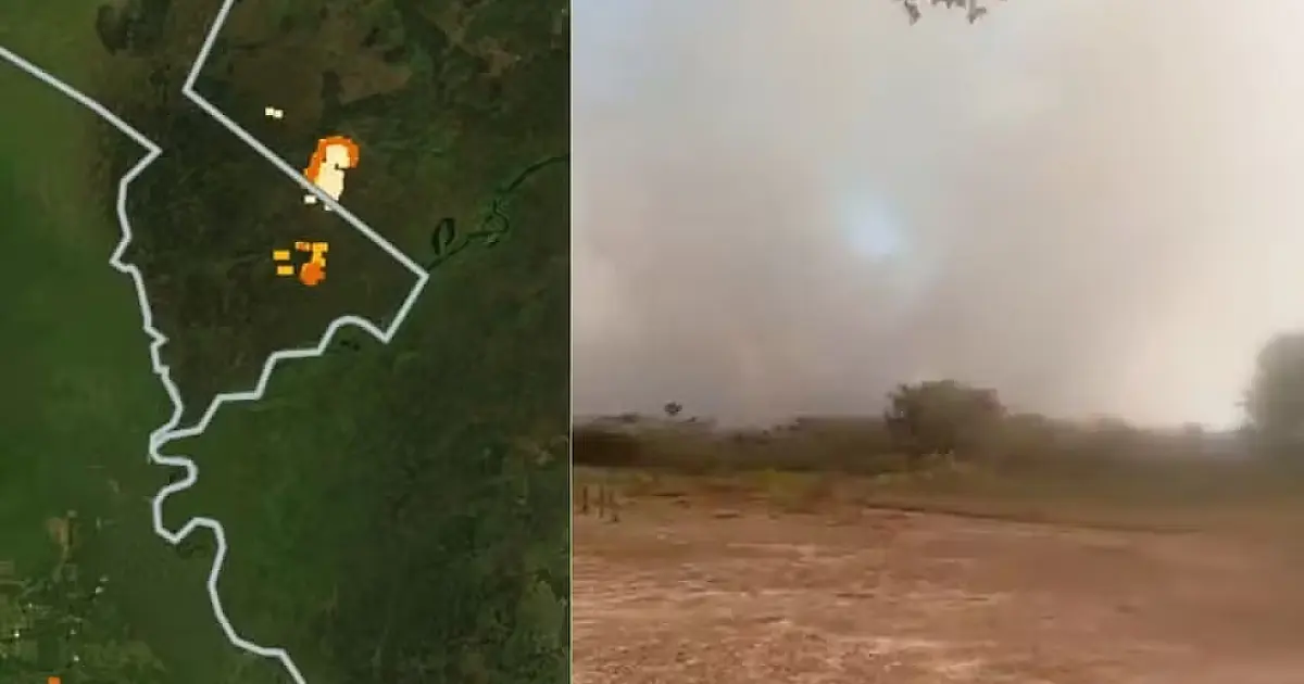 Ventos empurram incêndio do Pantanal de Corumbá para parque nacional na Bolívia