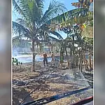 Bombeiros combatem incêndio em vegetação nos fundos da estação ferroviária