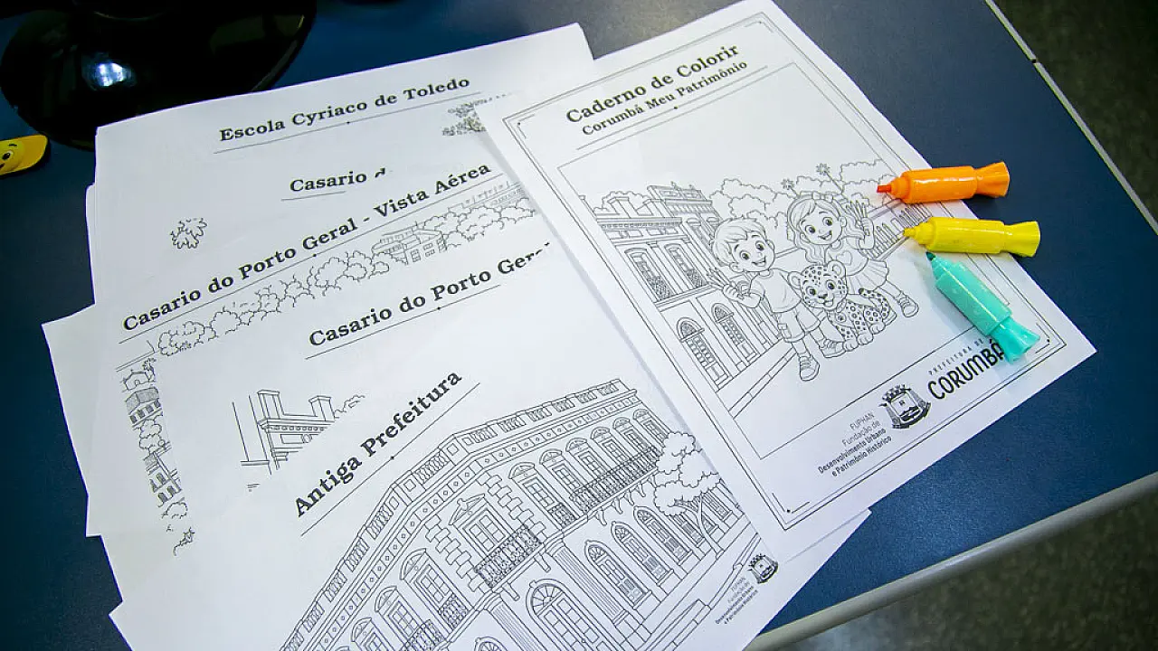 Caderno de colorir ensina crianças a valorizar o patrimônio histórico local