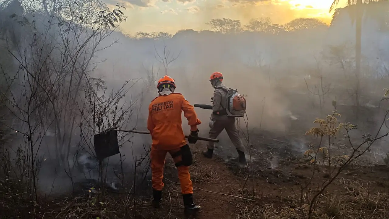 Incêndio consome vegetação e fumaça invade creche no Cristo Redentor