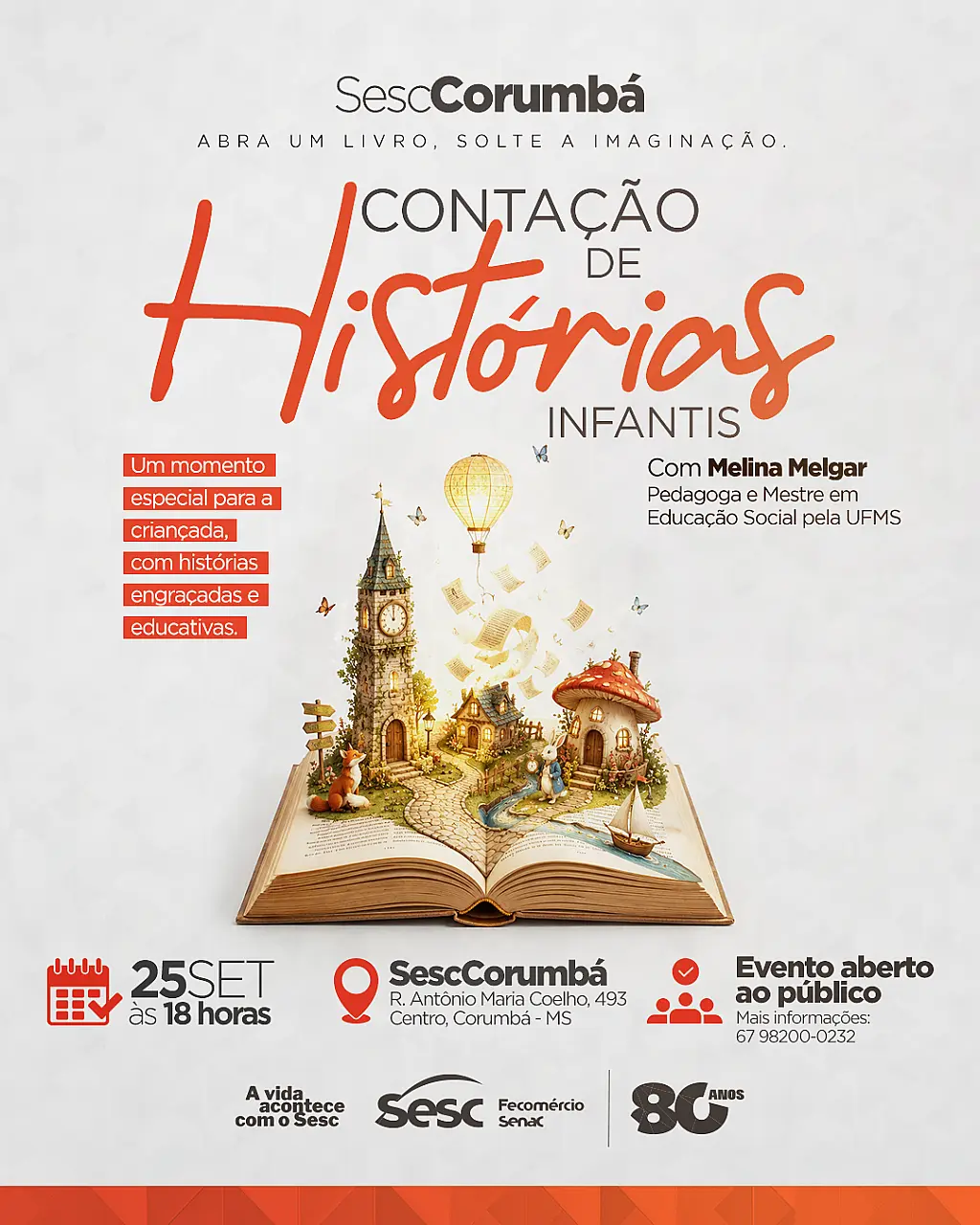 Corumbá terá duas sessões gratuitas de contação de histórias em setembro
