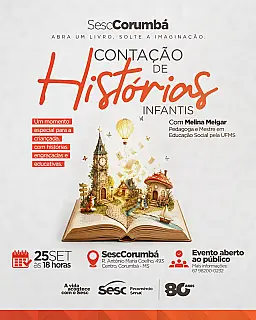 Corumbá terá duas sessões gratuitas de contação de histórias em setembro