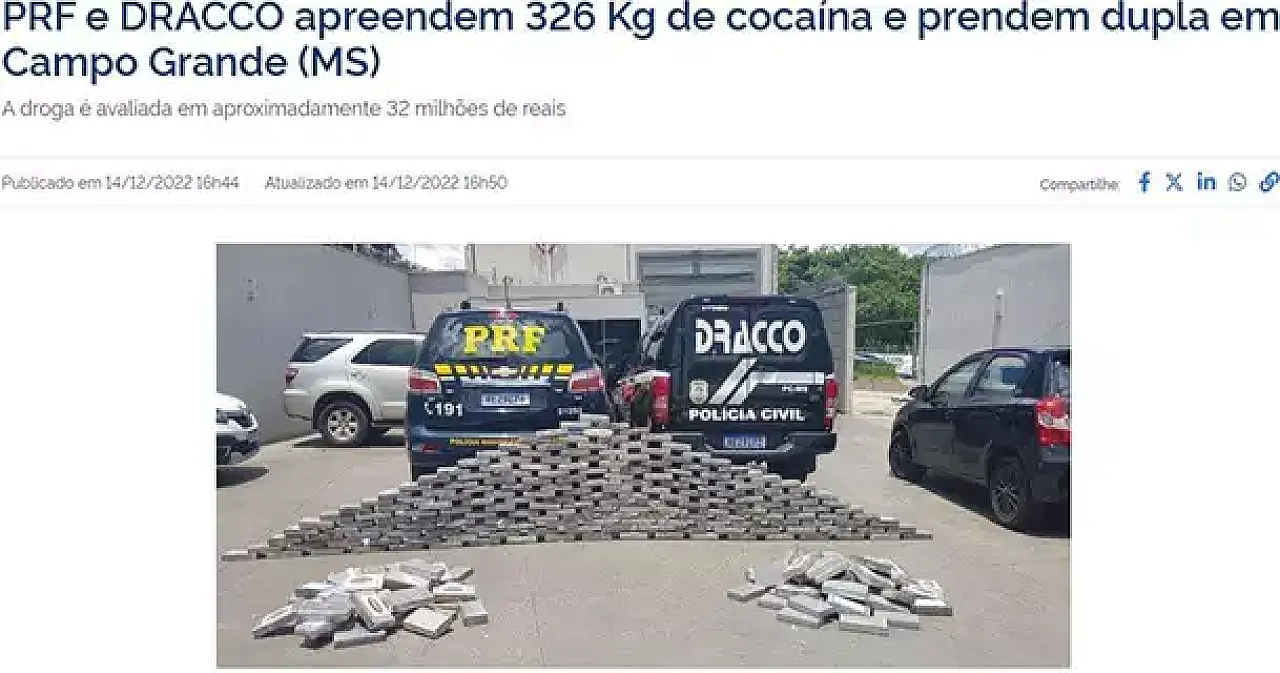 Cocaína era negociada minutos depois da apreensão