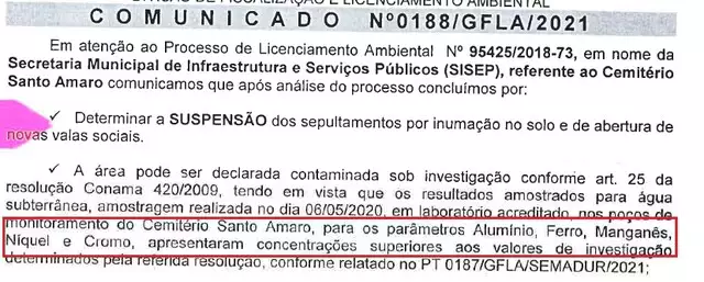 Contaminados, cemitérios da Capital estão proibidos de fazer enterros desde  2021 - Capital do Pantanal